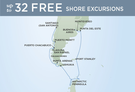 Cruise Map - up to 32 Free Shore Excursions